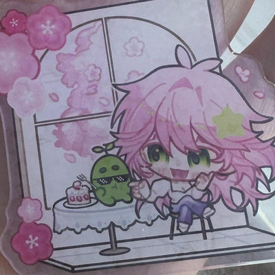 Indie VTuber Celestium Double Sided Sakura Holographic Keychain Sakura Clasp 2.5inch