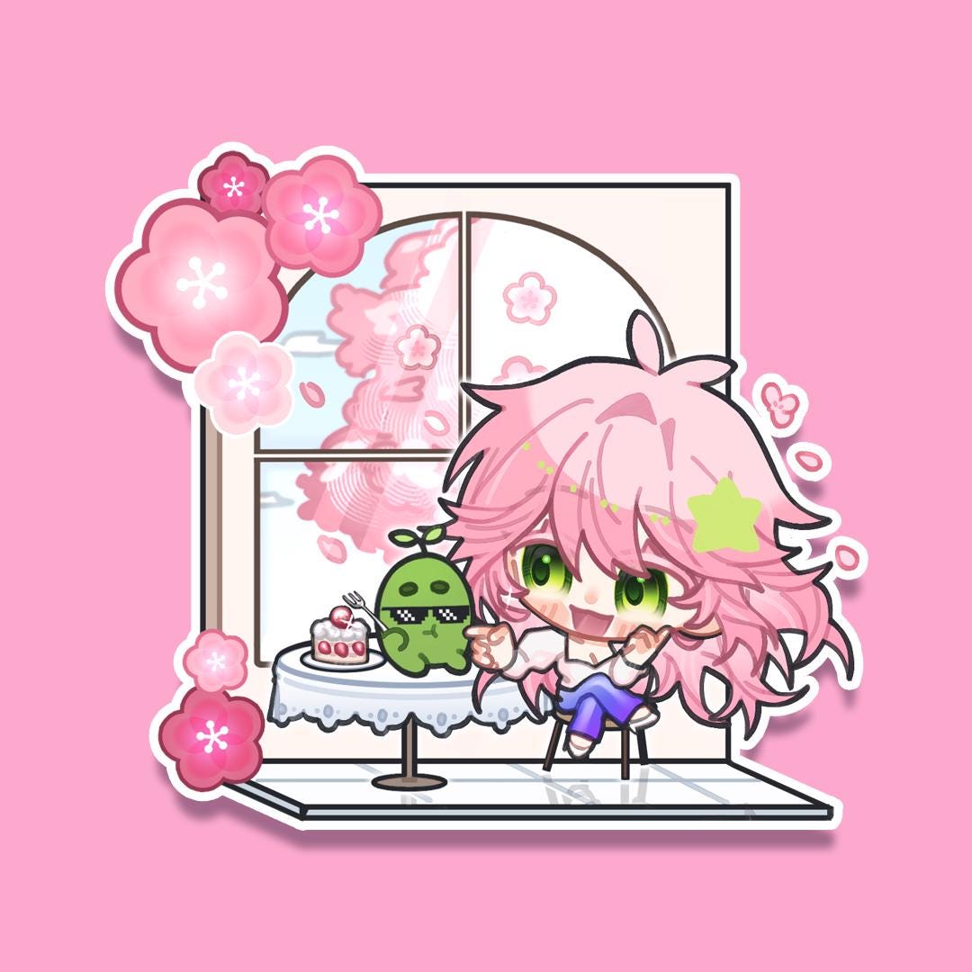 Indie VTuber Celestium Double Sided Sakura Holographic Keychain Sakura Clasp 2.5inch